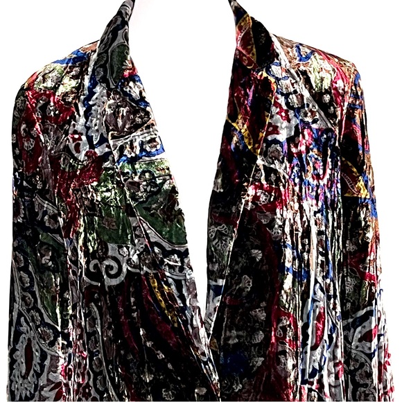 ZARA Women’s Silk Velvet Paisley Floral Print Blazer Size M Boho Artsy Grunge - Picture 6 of 13